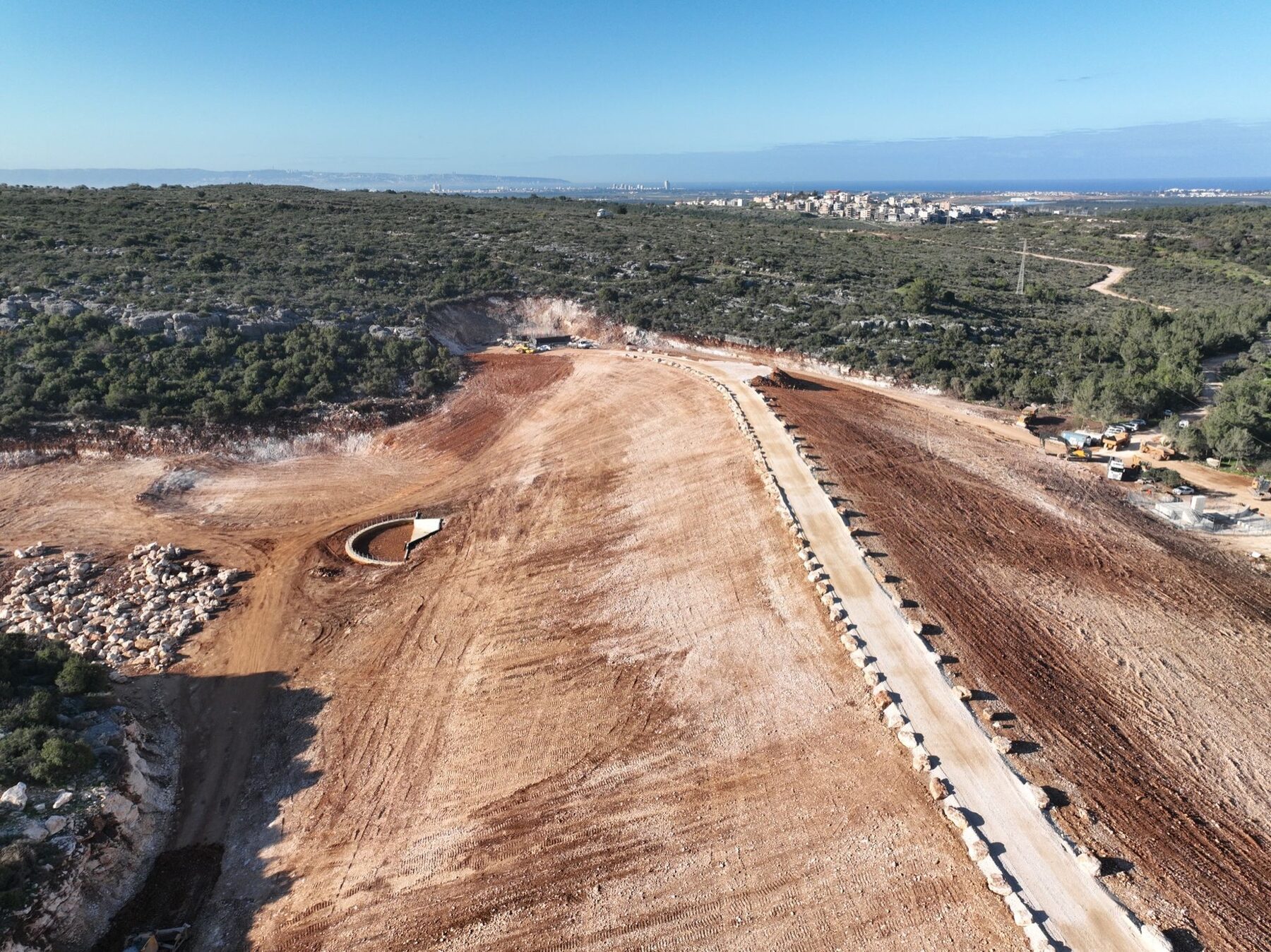 Aerial view of road earthworks